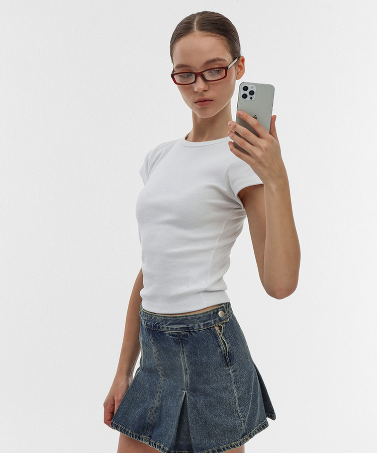 ショートスリーブラウンド半袖Tシャツ(5color) WHITE