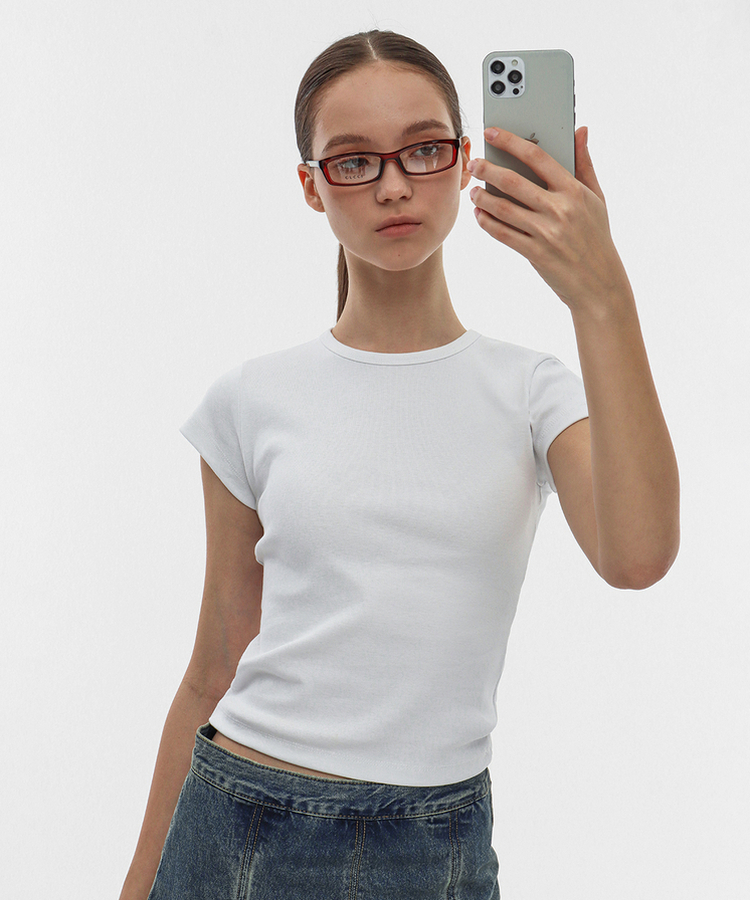 ショートスリーブラウンド半袖Tシャツ(5color) WHITE
