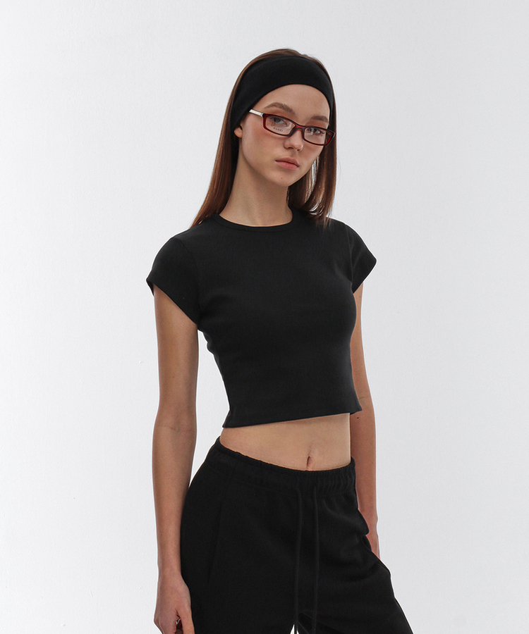 ショートスリーブラウンド半袖Tシャツ(5color) BLACK