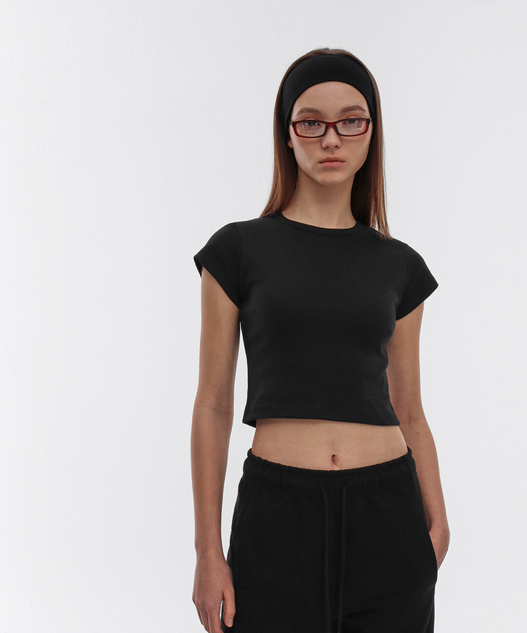 ショートスリーブラウンド半袖Tシャツ(5color) BLACK