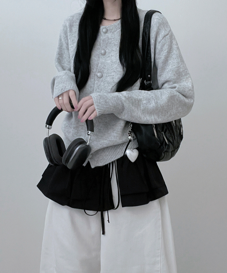 ボタンラウンドニットカーディガン(6color) LIGHT GRAY