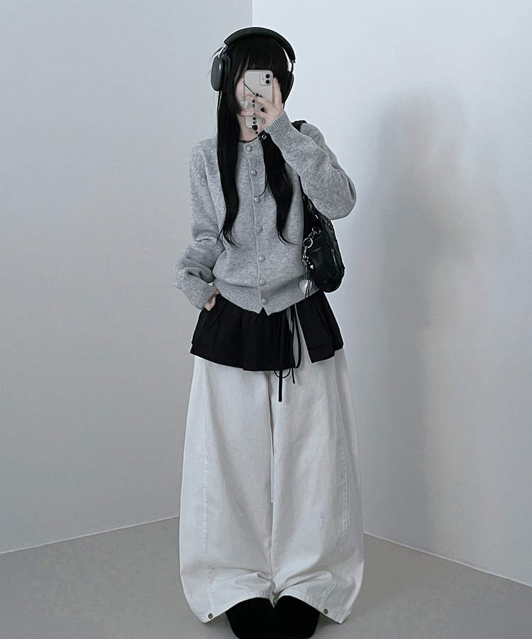 ボタンラウンドニットカーディガン(6color) LIGHT GRAY