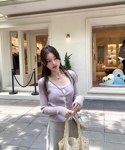 レースダブルトップカーディガン PURPLE