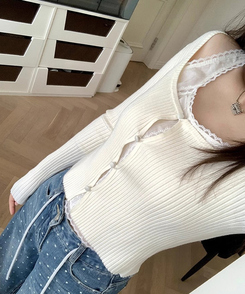 レースダブルトップカーディガン IVORY