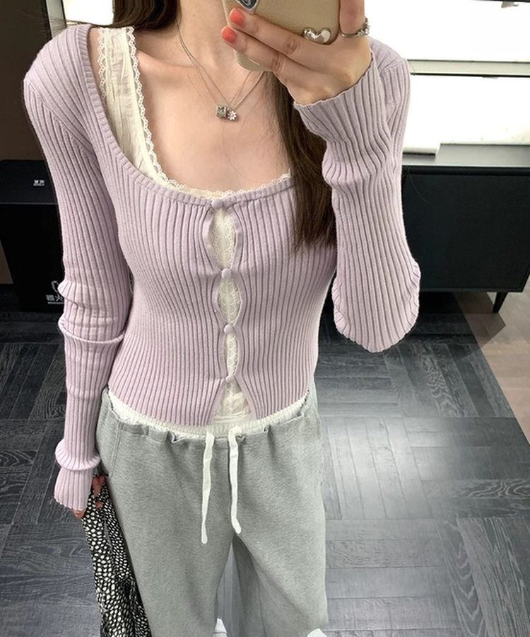 レースダブルトップカーディガン PURPLE