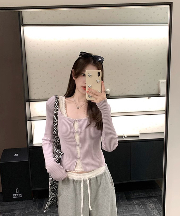 レースダブルトップカーディガン PURPLE