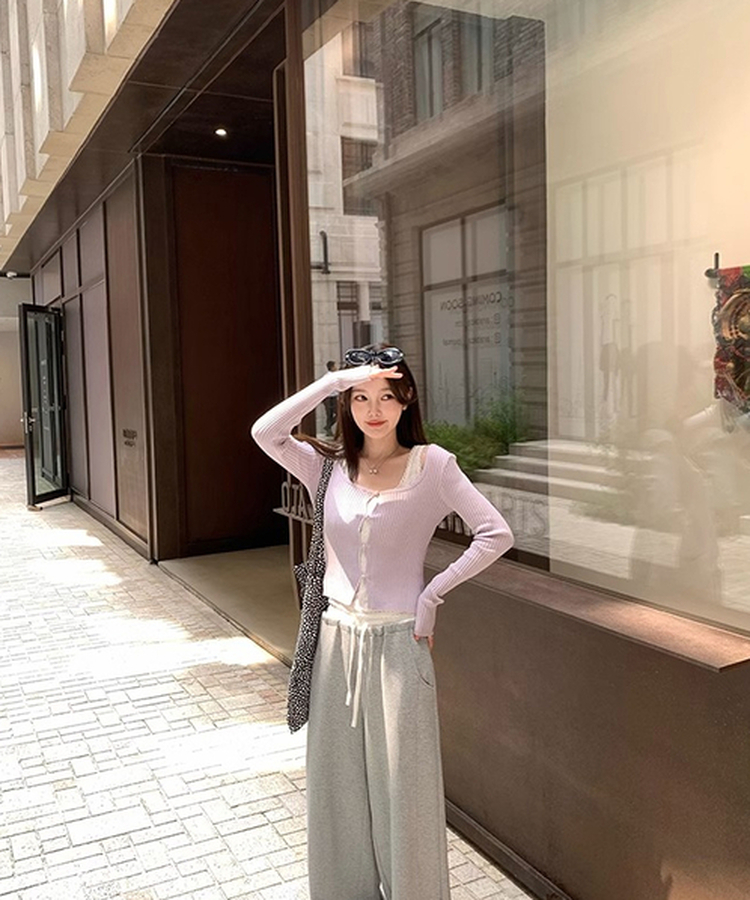 レースダブルトップカーディガン PURPLE