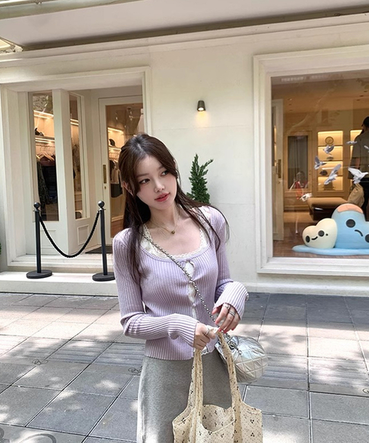 レースダブルトップカーディガン PURPLE