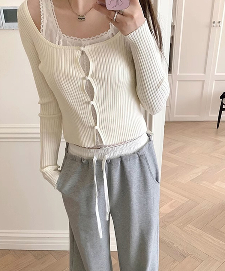 レースダブルトップカーディガン IVORY