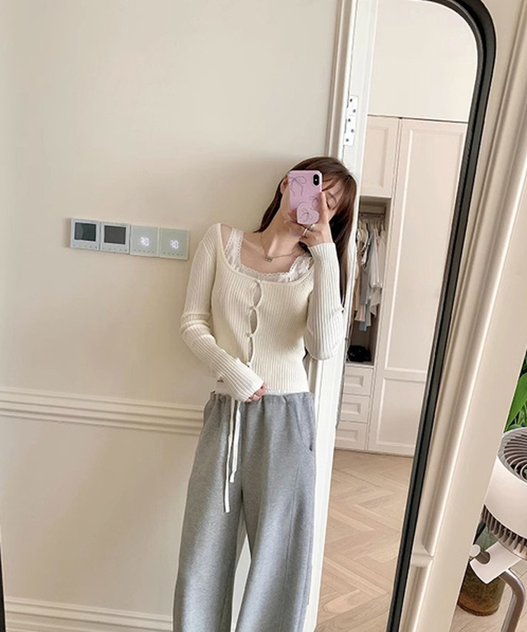 レースダブルトップカーディガン IVORY