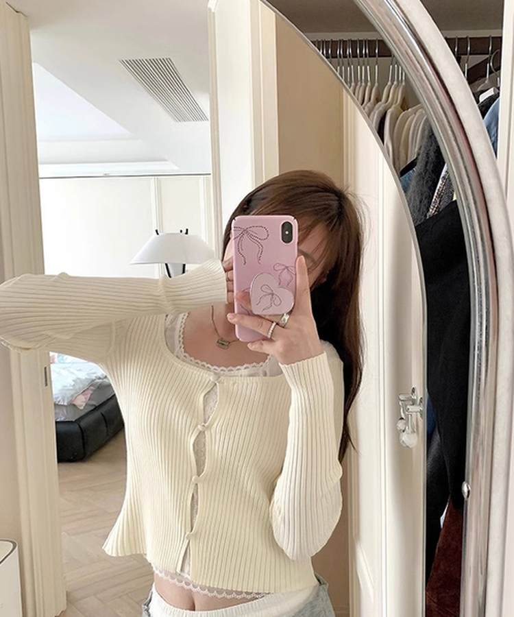 レースダブルトップカーディガン IVORY