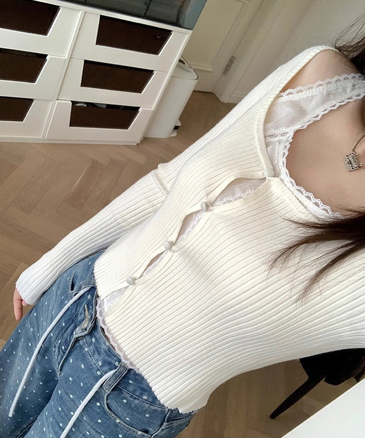 レースダブルトップカーディガン IVORY