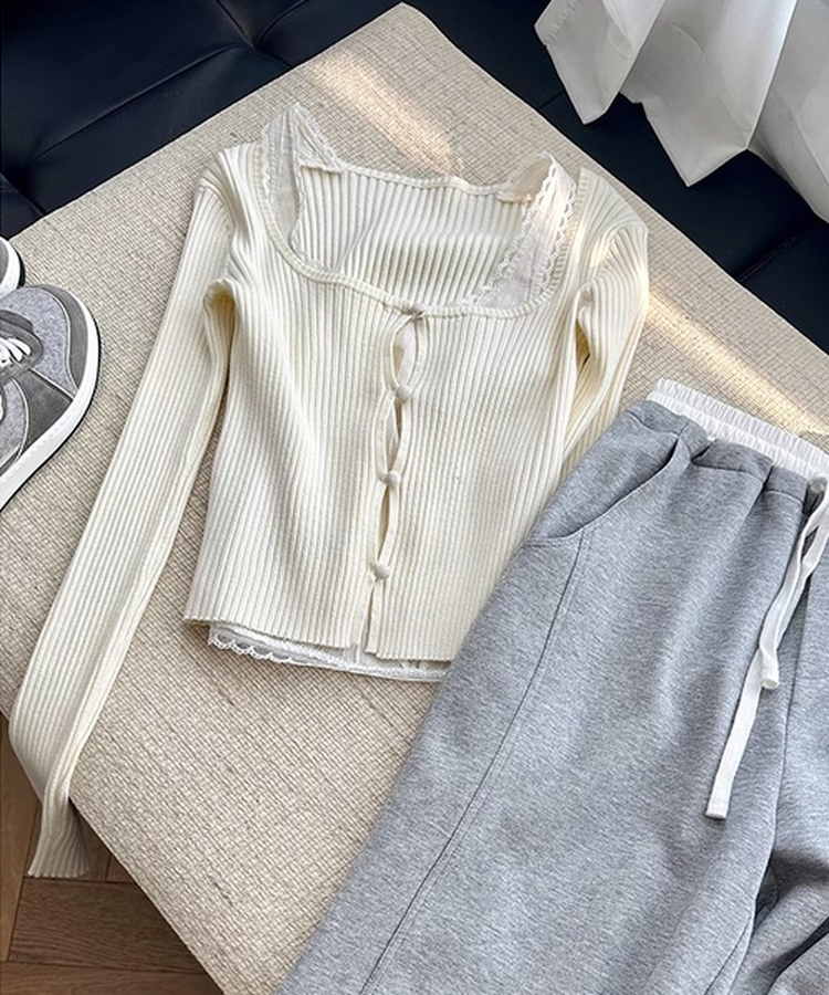 レースダブルトップカーディガン