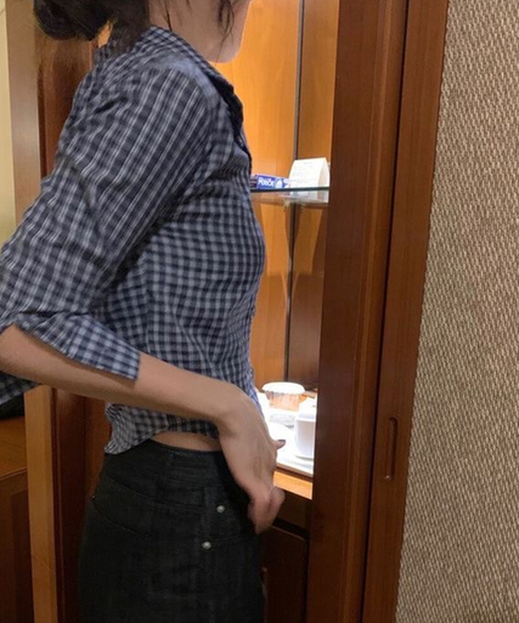 チェックショートレトロシャツ NAVY