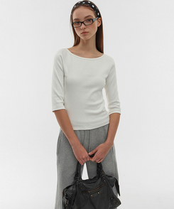ボートネックTシャツ IVORY