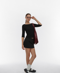 ボートネックTシャツ BLACK