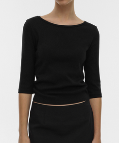 ボートネックTシャツ BLACK