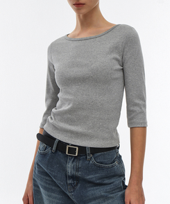 ボートネックTシャツ MELANGE GRAY
