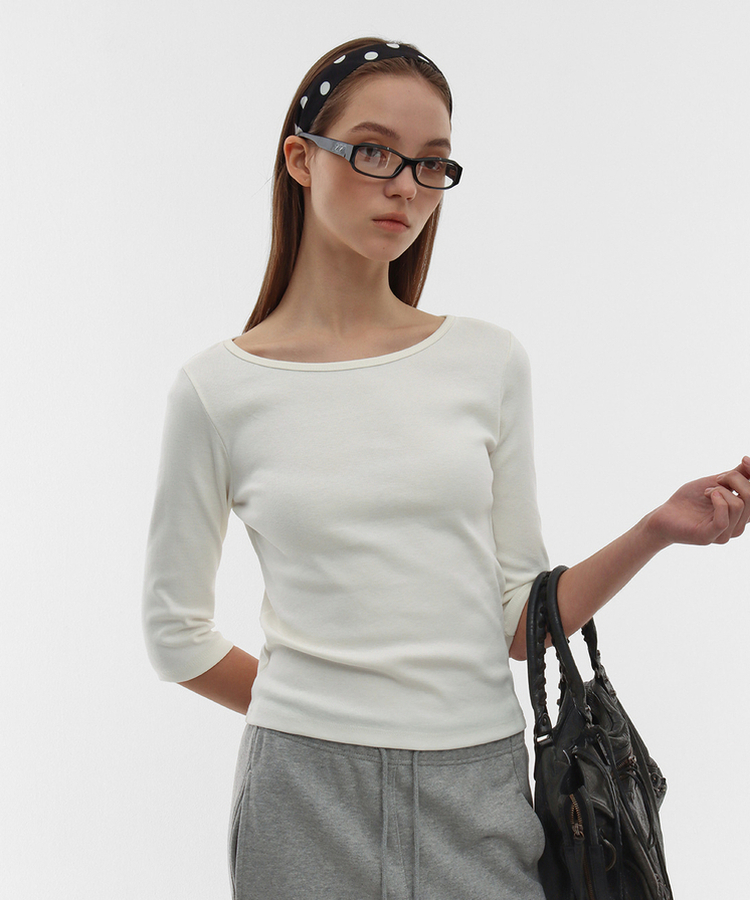 ボートネックTシャツ IVORY