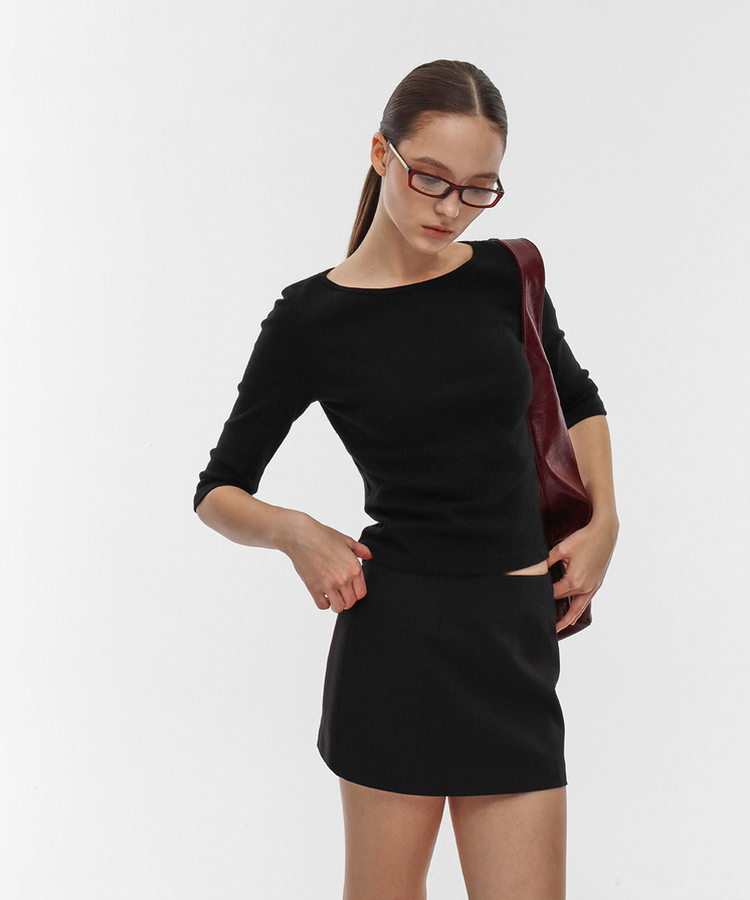 ボートネックTシャツ BLACK