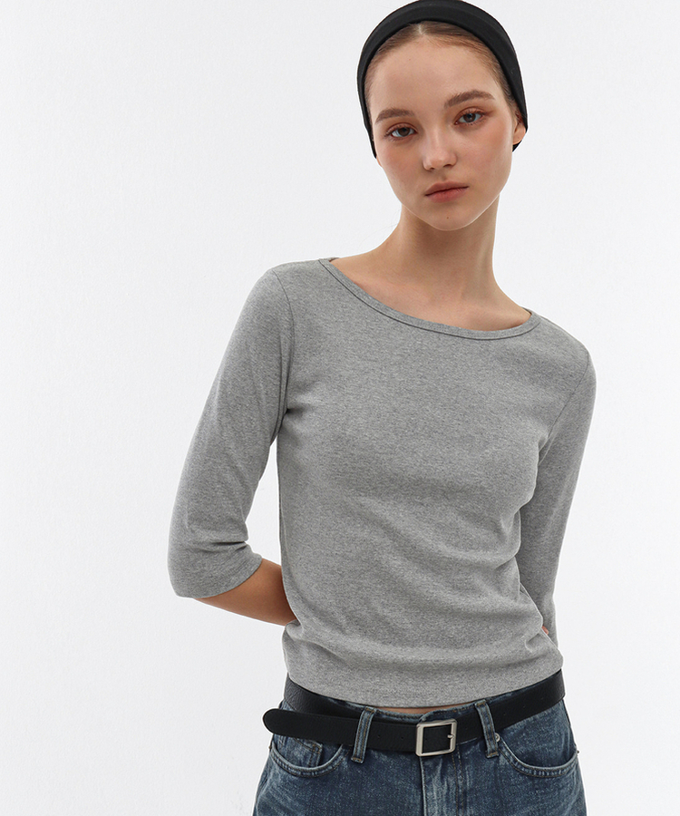 ボートネックTシャツ MELANGE GRAY