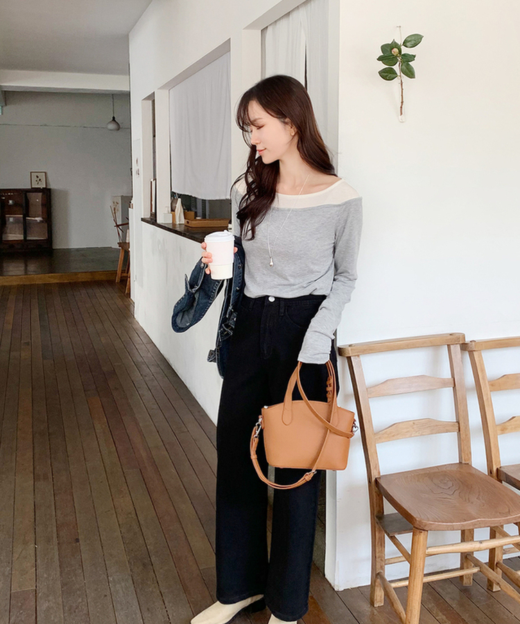 レイヤードスリットTシャツ MELANGE GRAY