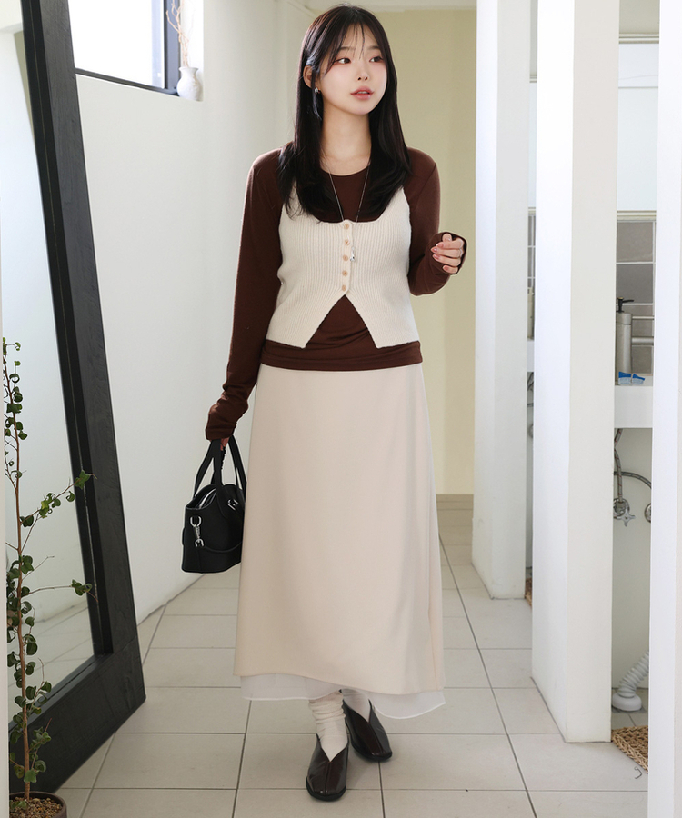 ラウンド長袖Tシャツ(8color) BROWN