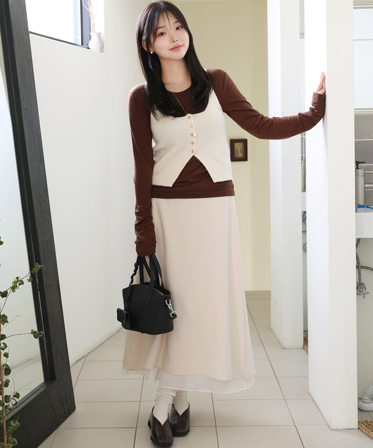 ラウンド長袖Tシャツ(8color) BROWN