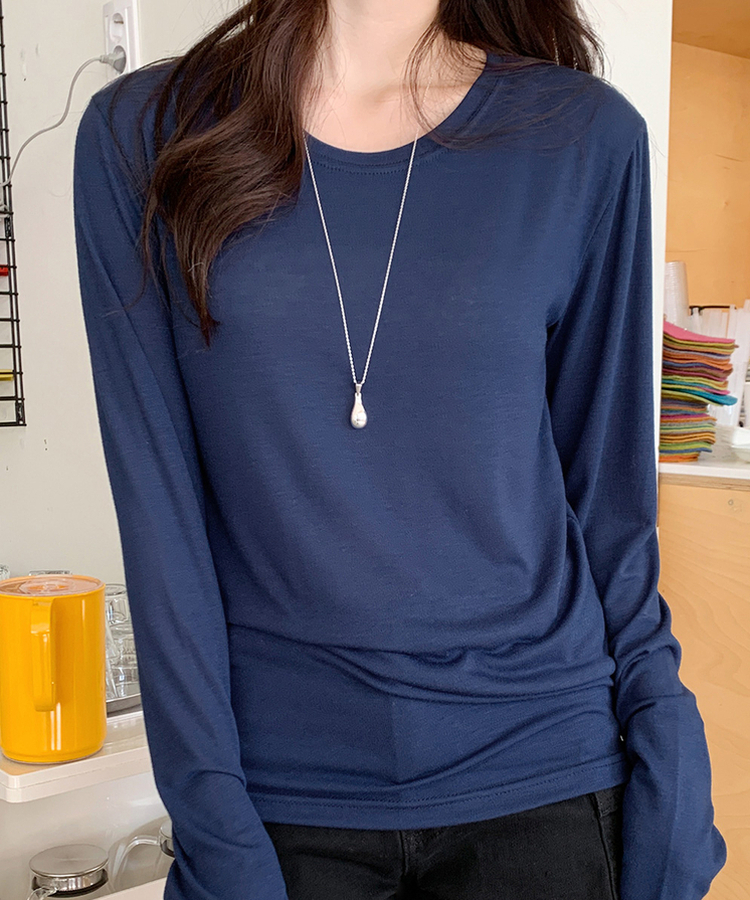 ラウンド長袖Tシャツ(8color) DEEP BLUE