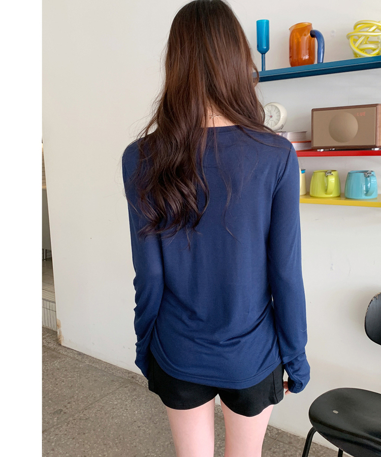ラウンド長袖Tシャツ(8color) DEEP BLUE