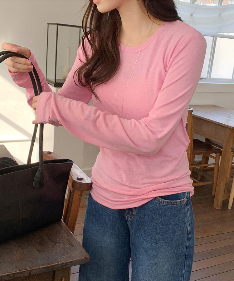 ラウンド長袖Tシャツ(8color) PINK