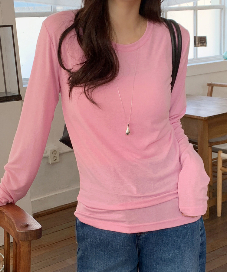 ラウンド長袖Tシャツ(8color) PINK