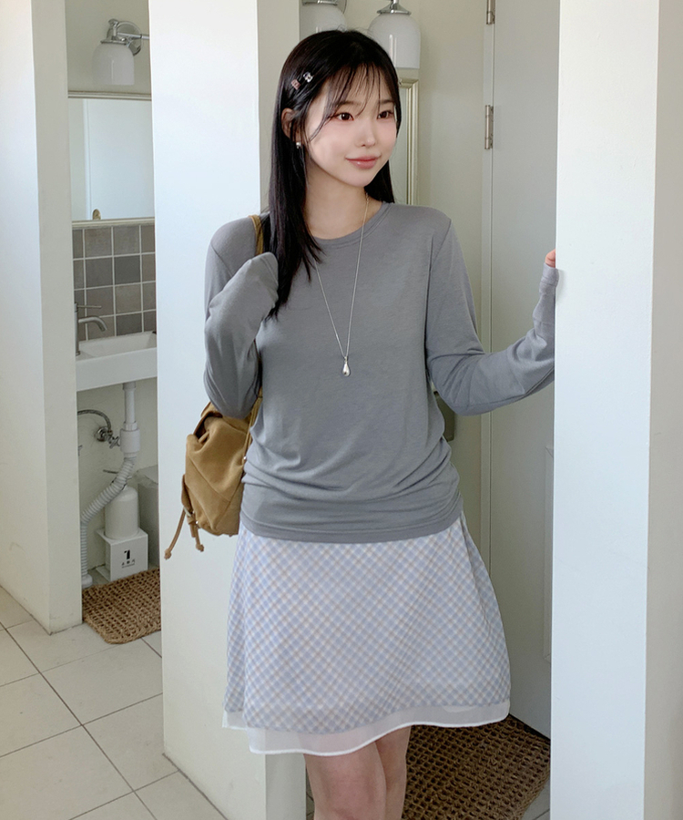 ラウンド長袖Tシャツ(8color) GREY