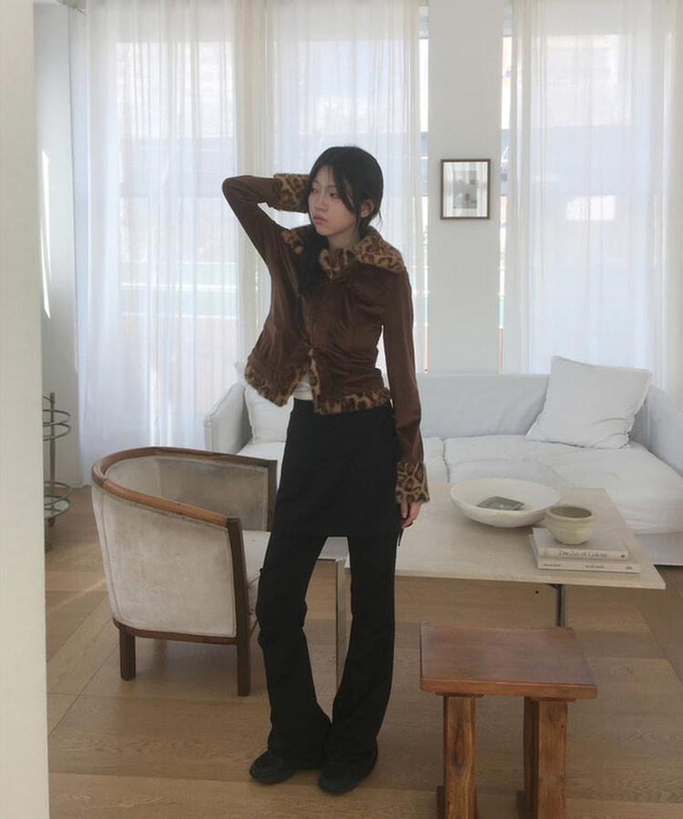 ピンタックブーツカットスカートパンツ BLACK