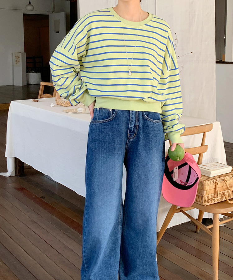 ストライプトレーナー SOFT GREEN