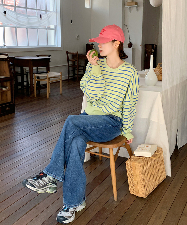 ストライプトレーナー SOFT GREEN