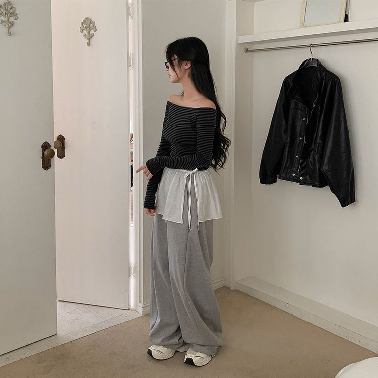 ジョガーストリングバルーンワイドパンツ GREY