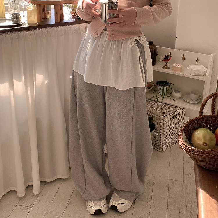 ジョガーストリングバルーンワイドパンツ GREY