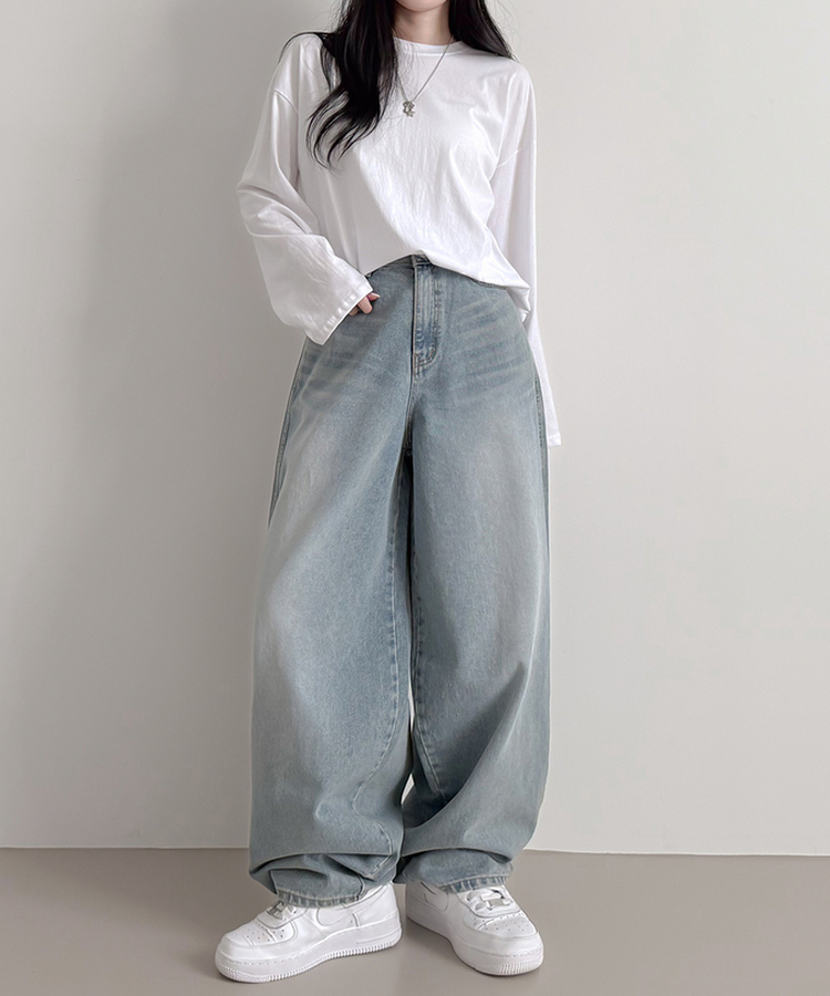 ワイドクロスデニムパンツ LIGHT DENIM