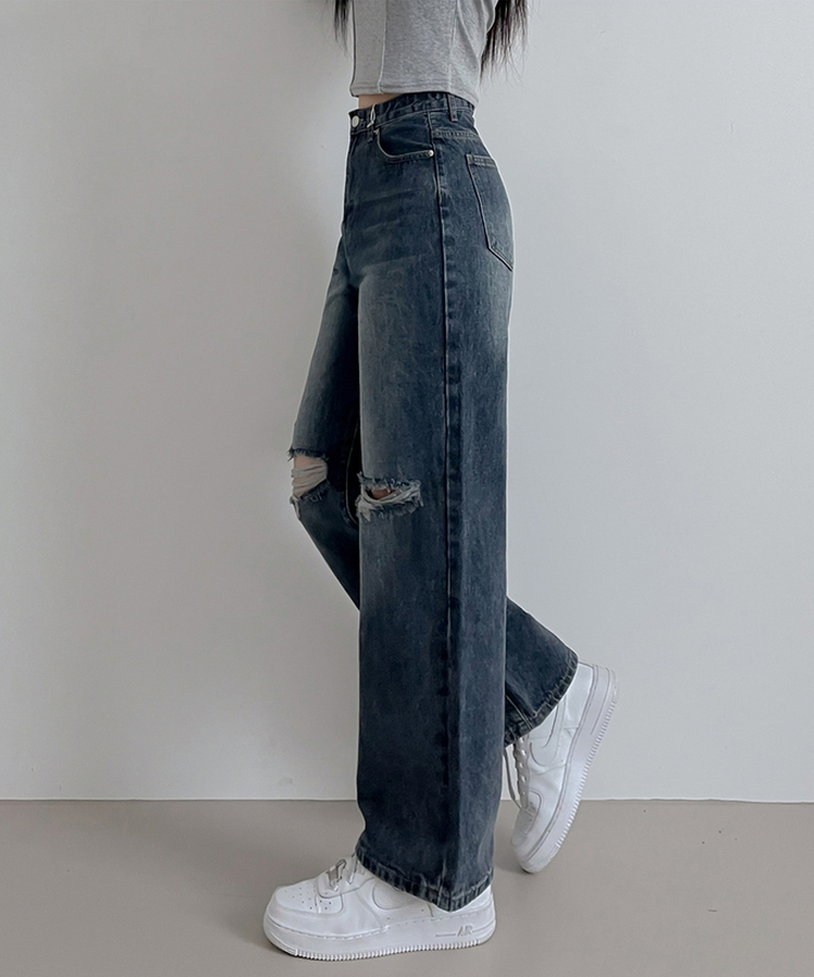 【丈別】ビンテージダメージデニムパンツ(5color) VINTAGE BLUE