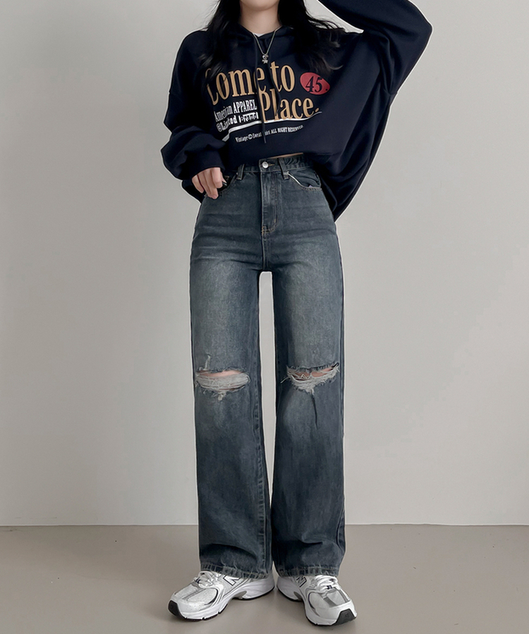 【丈別】ビンテージダメージデニムパンツ(5color) VINTAGE BLUE