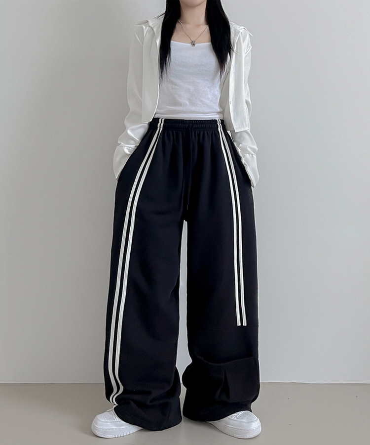 トラックラインパンツ BLACK