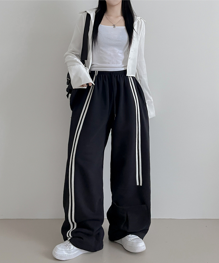 トラックラインパンツ BLACK