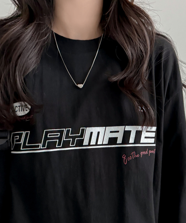トラックライン長袖Tシャツ BLACK