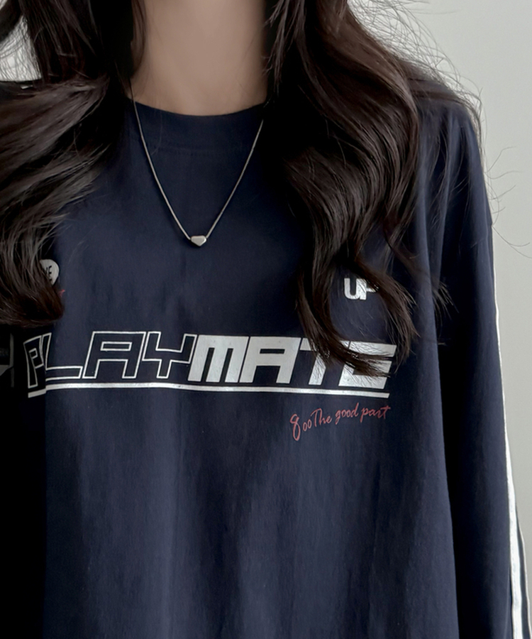 トラックライン長袖Tシャツ NAVY