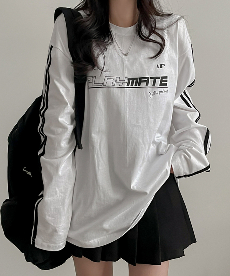 トラックライン長袖Tシャツ WHITE
