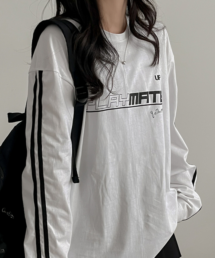 トラックライン長袖Tシャツ WHITE