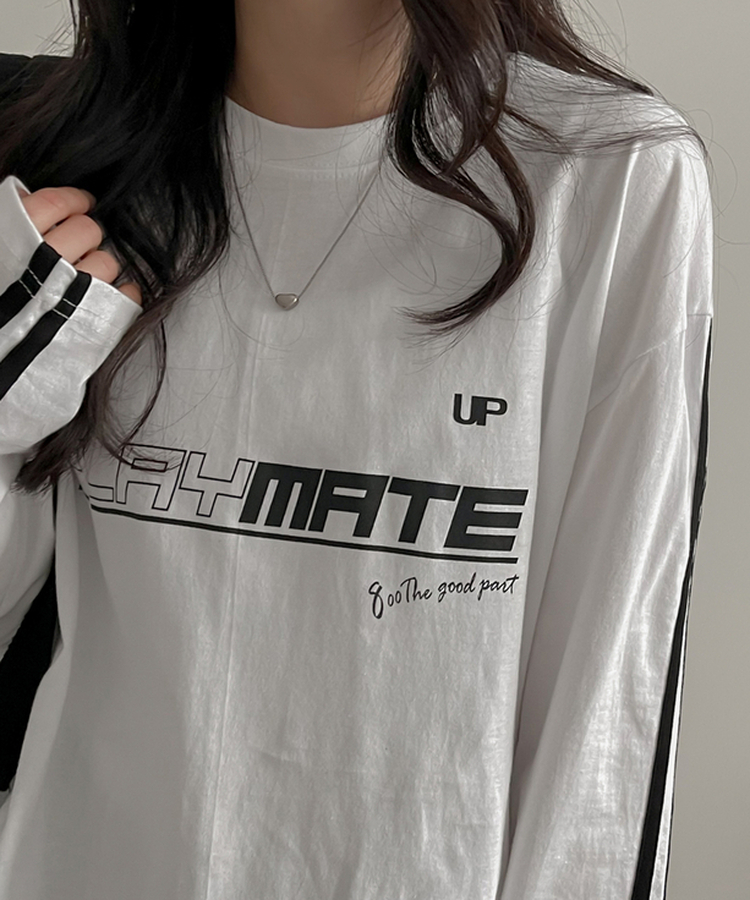 トラックライン長袖Tシャツ WHITE