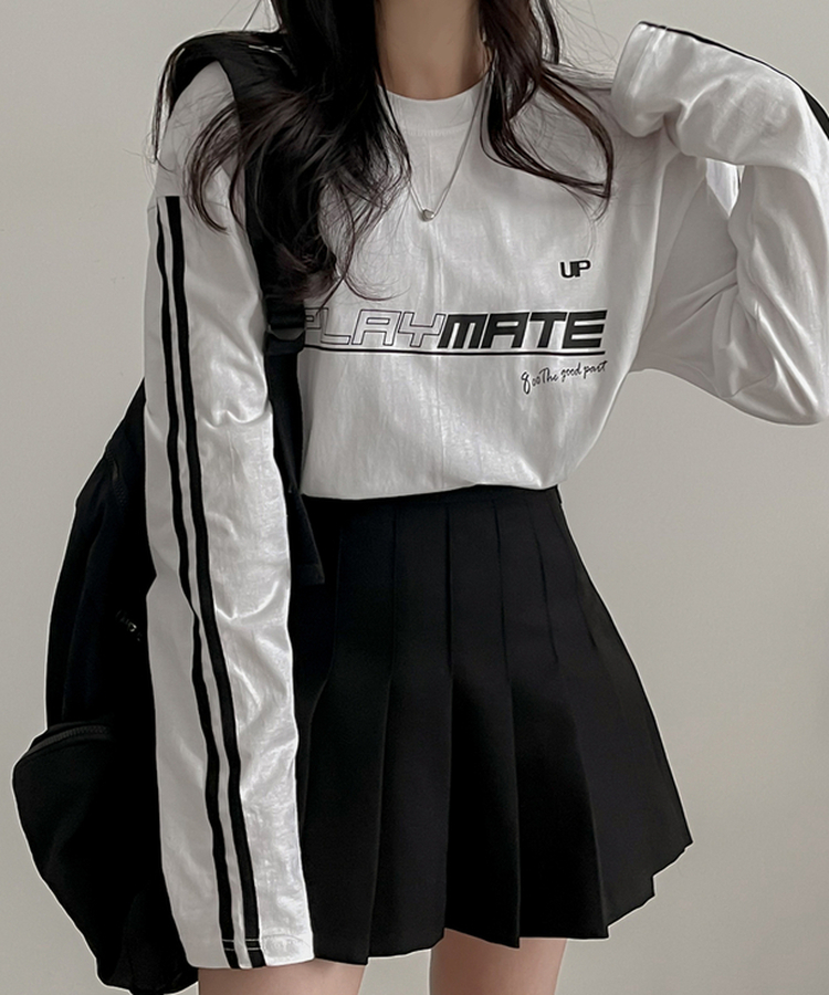 トラックライン長袖Tシャツ WHITE