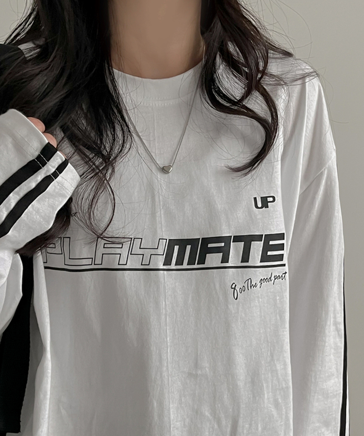 トラックライン長袖Tシャツ WHITE